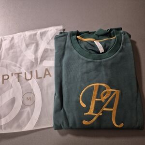 NWOT P'tula Green Sweater with Gold Accents